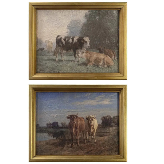 Cow's Grazing Framed Prints, Set of 2