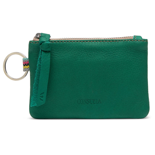 Consuela Teal Pouch - Green Leather Keyring Wallet & Card Case