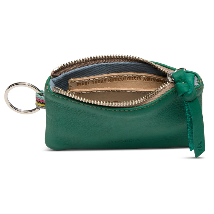 Consuela Teal Pouch - Green Leather Keyring Wallet &amp; Card Case