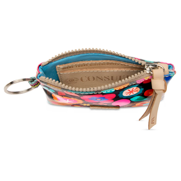 Interior of the Amelie Pouch showing the compact compartment for cards and small essentials.