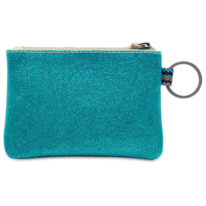 Consuela Lumi Pouch - Turquoise Glitter Keychain Wallet