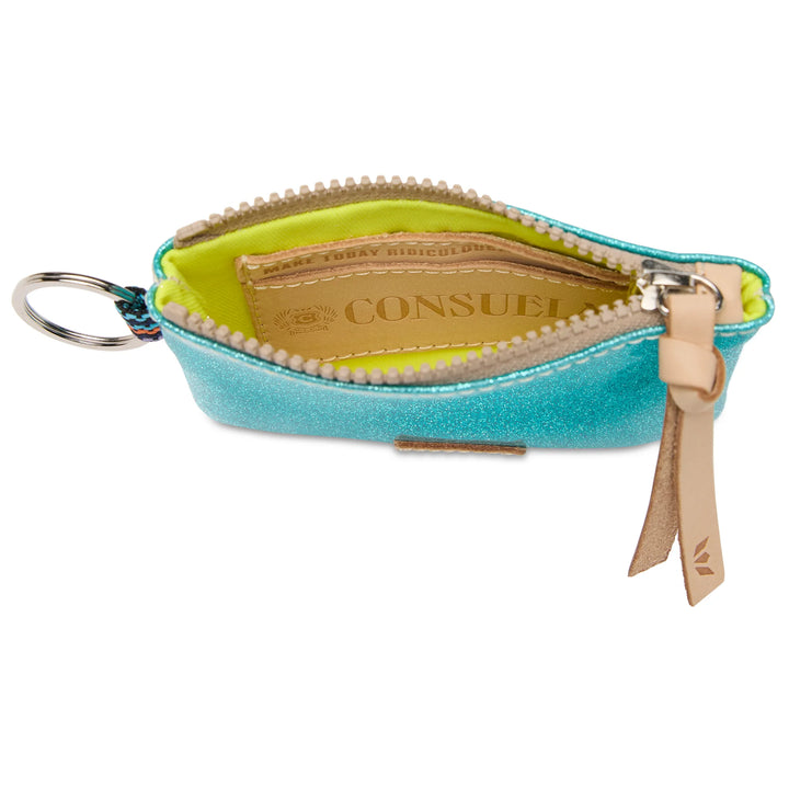 Consuela Lumi Pouch - Turquoise Glitter Keychain Wallet