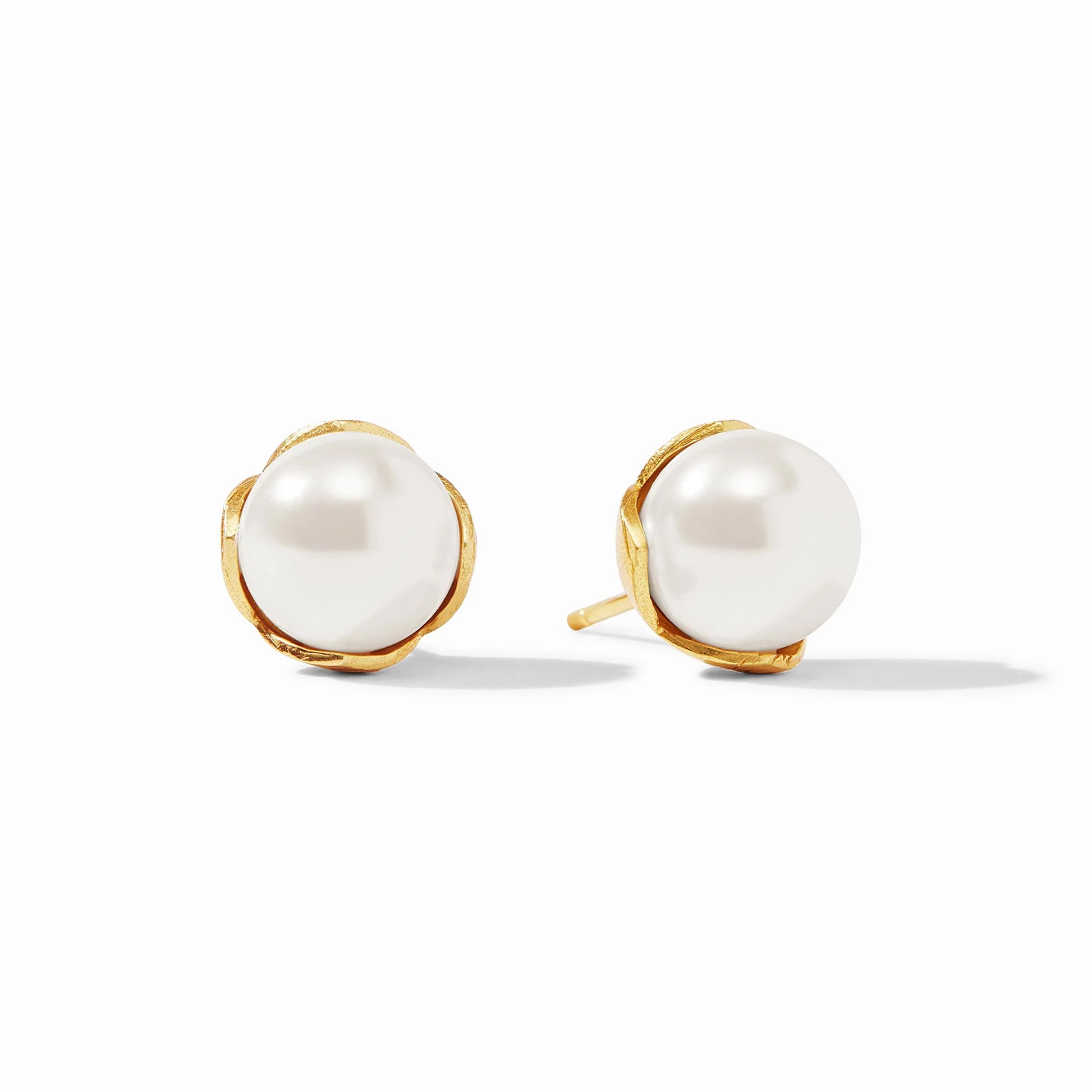 Side view of the Penelope Stud showing the 24K gold plated post and Julie Vos hallmark.