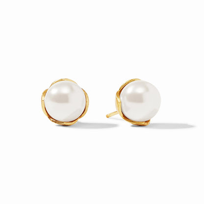 Side view of the Penelope Stud showing the 24K gold plated post and Julie Vos hallmark.