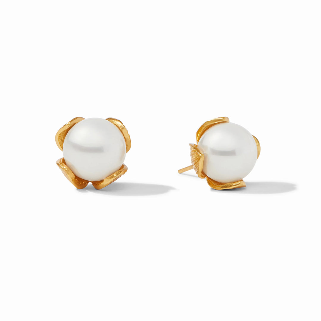 Julie Vos Penelope Pearl Stud Earrings - 24K Gold Plate