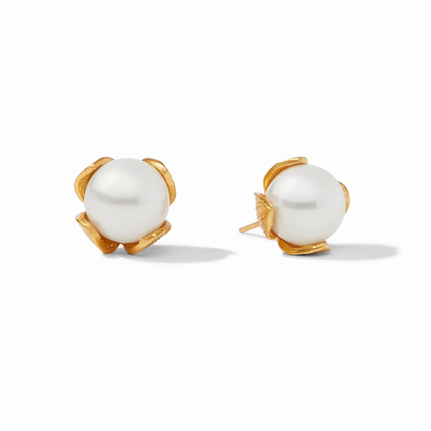 Julie Vos Penelope Pearl Stud Earrings - 24K Gold Plate