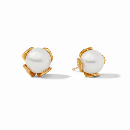 Julie Vos Penelope Pearl Stud Earrings - 24K Gold Plate