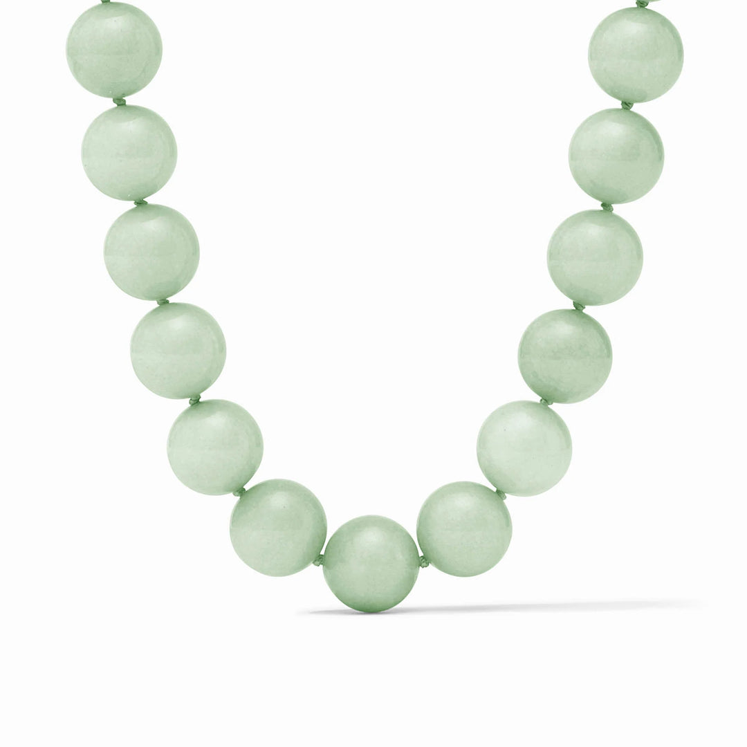 Julie Vos Portofino Beaded Necklace in 24K gold plate featuring Aqua Jade beads and a toggle closure.