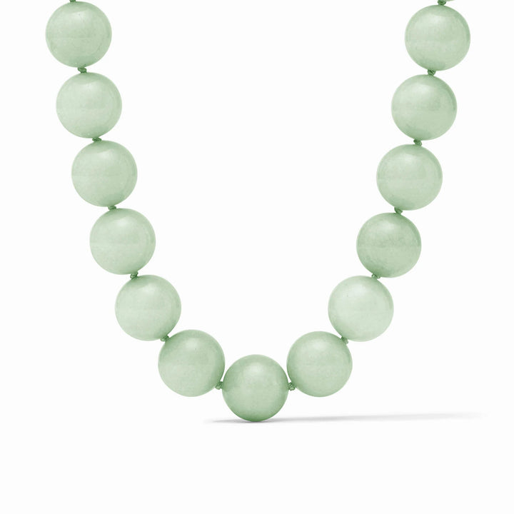 Julie Vos Portofino Beaded Necklace in 24K gold plate featuring Aqua Jade beads and a toggle closure.