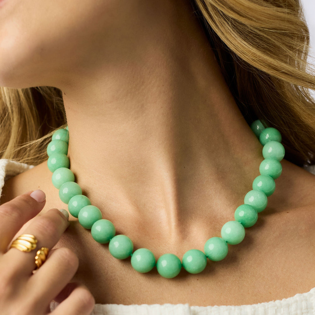 Julie Vos Portofino Beaded Necklace - 24K Gold Plated Jade Station Necklace