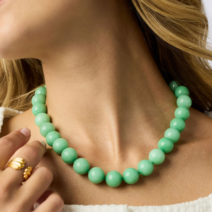 Julie Vos Portofino Beaded Necklace - 24K Gold Plated Jade Station Necklace