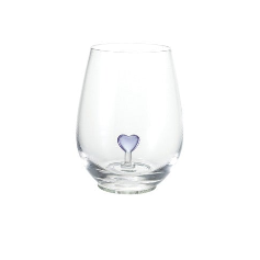 18 oz. Stemless Wine Glass with Hand-Blown Heart Inside - 6 Colors Available