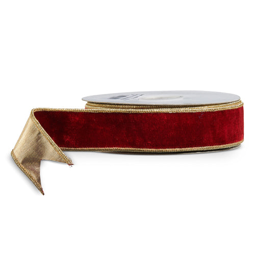 1.5" x 10 yds Burgundy Velvet Wired Ribbon