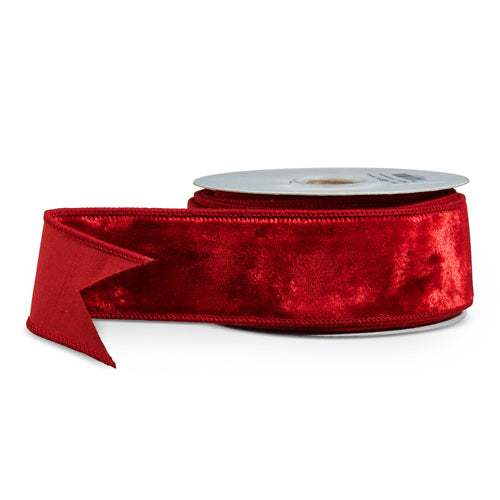 2.5" x 10yds Deep Red Velvet Wired Ribbon