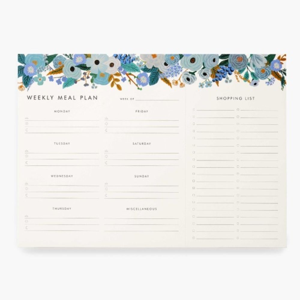 Garden Party Blue Meal Planner Notepad