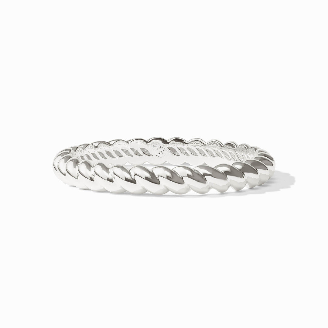 Julie Vos Ravello pure silver plated bangle featuring a twisted-rope texture.