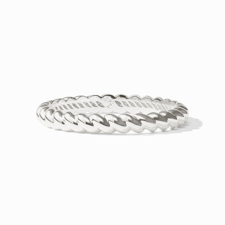Julie Vos Ravello pure silver plated bangle featuring a twisted-rope texture.