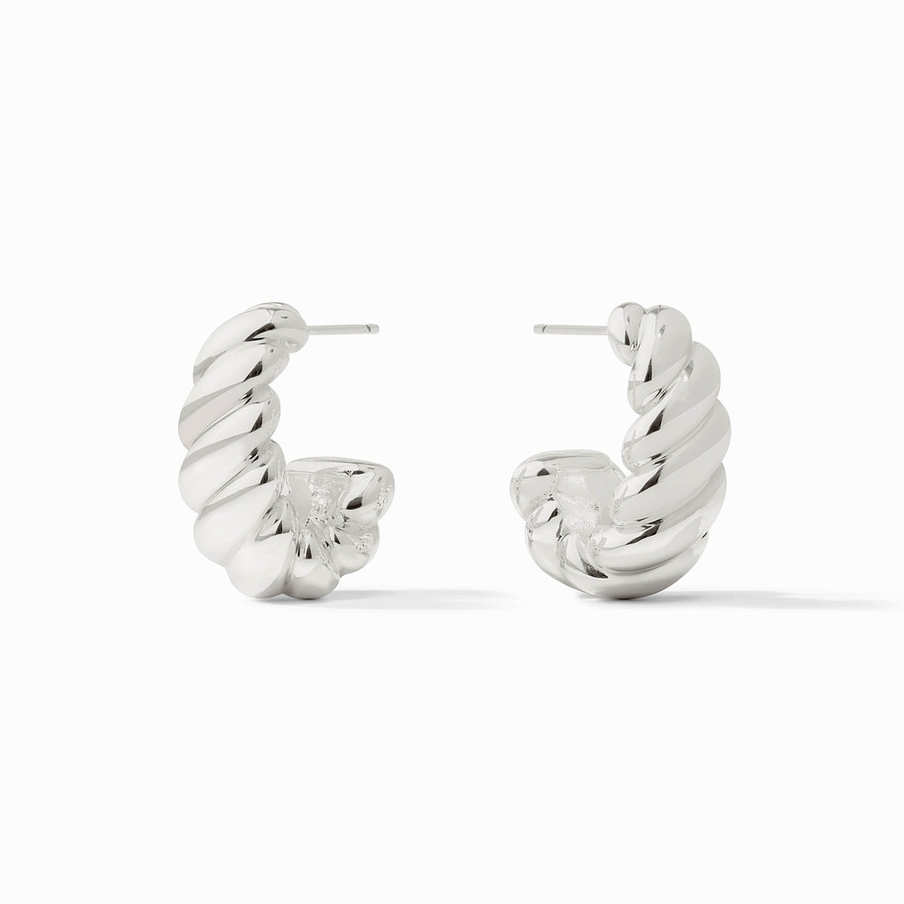Julie Vos Ravello silver statement hoop earrings close up