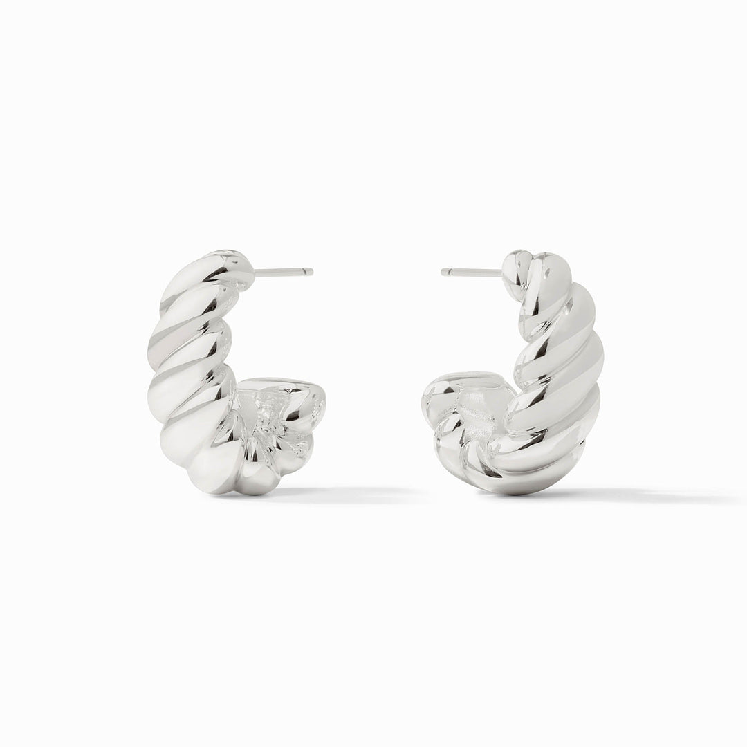 Julie Vos Ravello silver statement hoop earrings close up