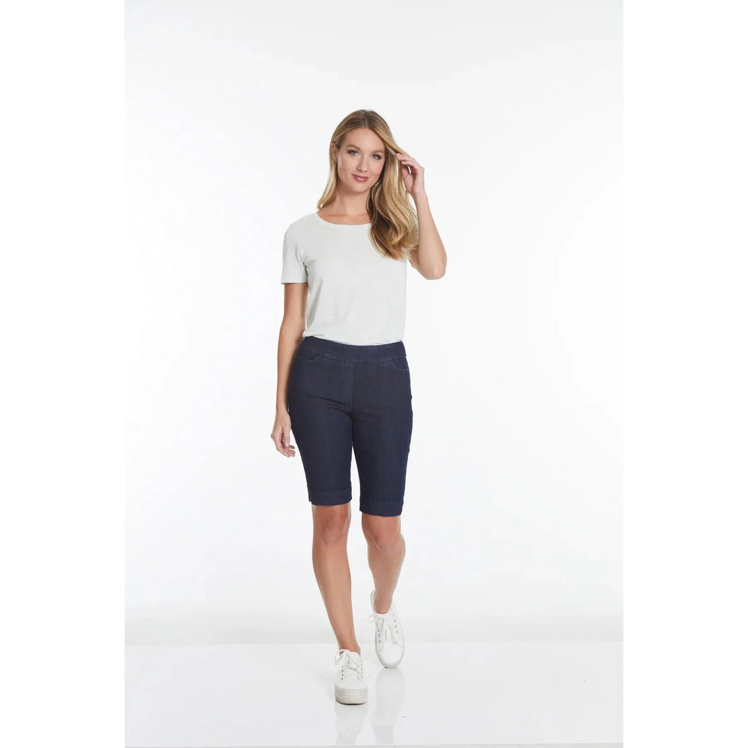 Pull On Denim Walking Shorts With Pockets