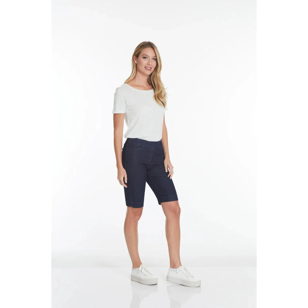 Pull On Denim Walking Shorts With Pockets
