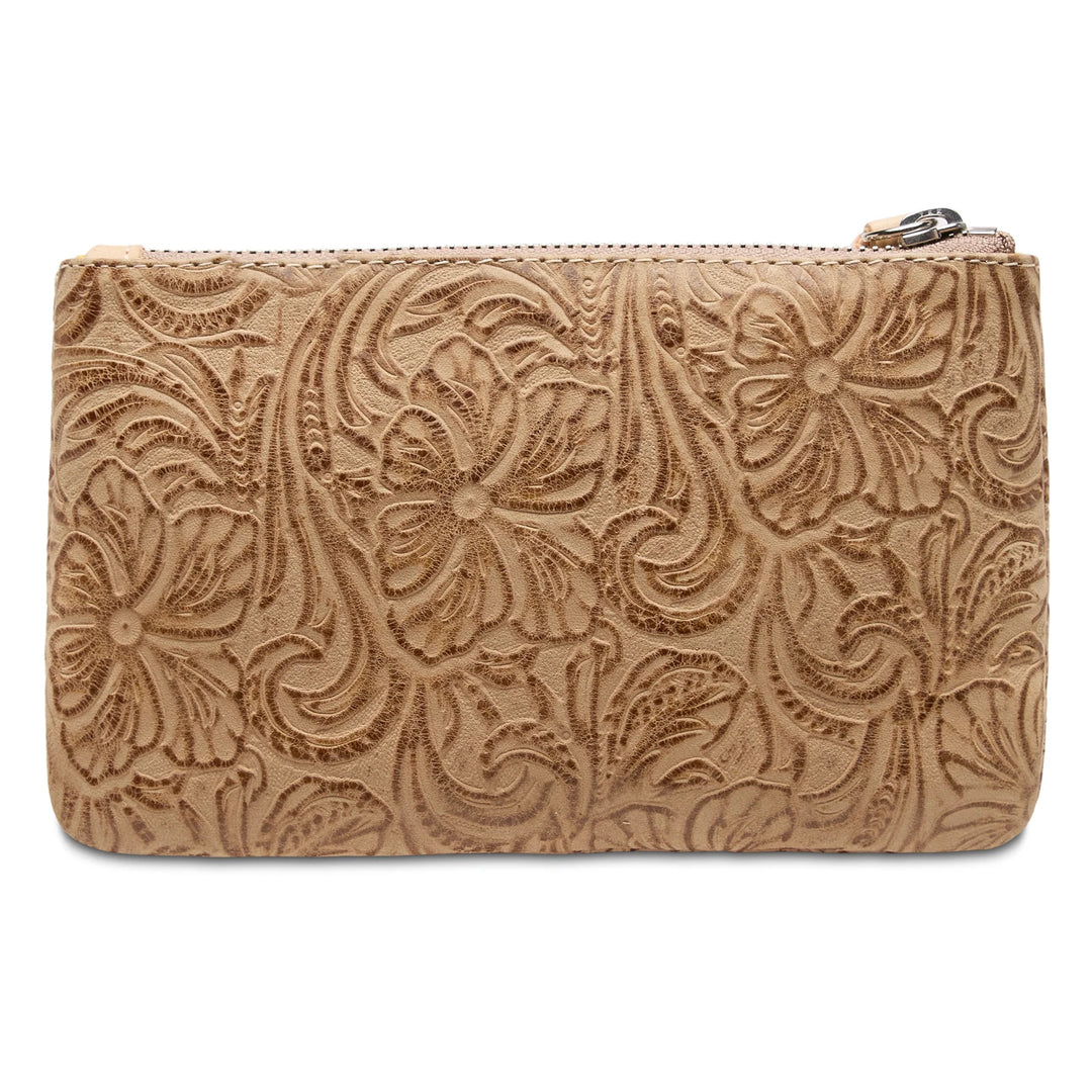 Consuela Lawton Slim Wallet - Neutral Floral Tooled Leather Organizer
