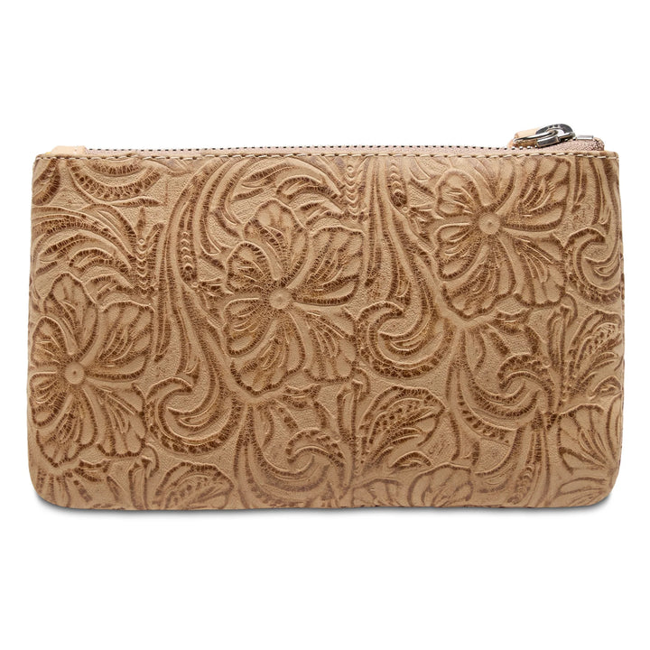Consuela Lawton Slim Wallet - Neutral Floral Tooled Leather Organizer