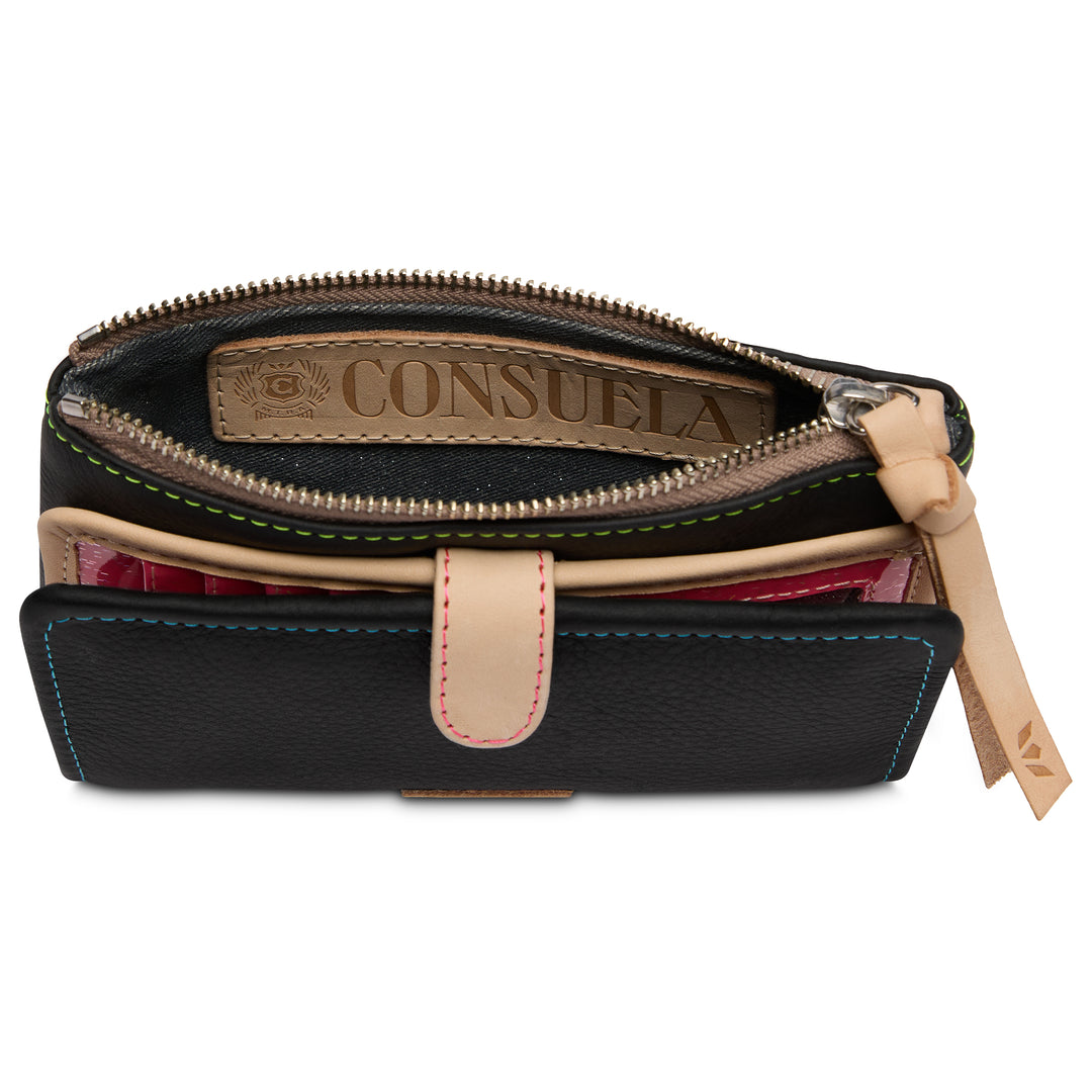 Consuela Cyndi Slim Wallet colorful contrast stitching close-up