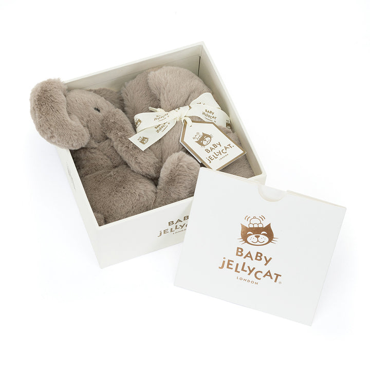 Jellycat Smudge Elephant Soother grey elephant lovey blanket front view