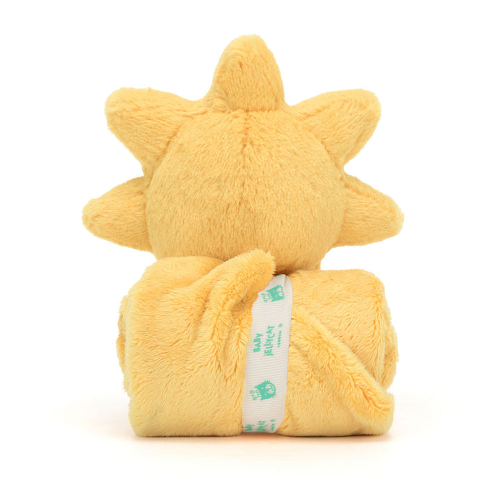 Jellycat Amuseables Sun Soother soft golden plush blanket, close-up texture detail