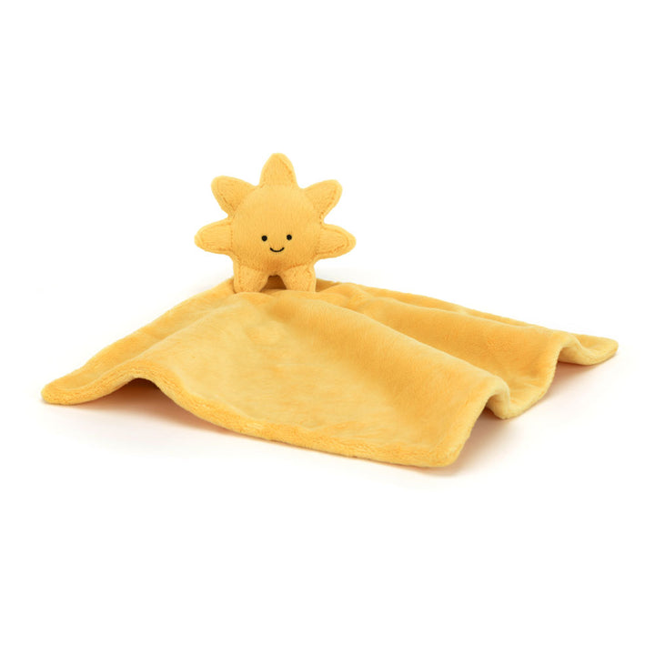 Jellycat Amuseables Sun Soother laid flat showing full golden yellow blanket