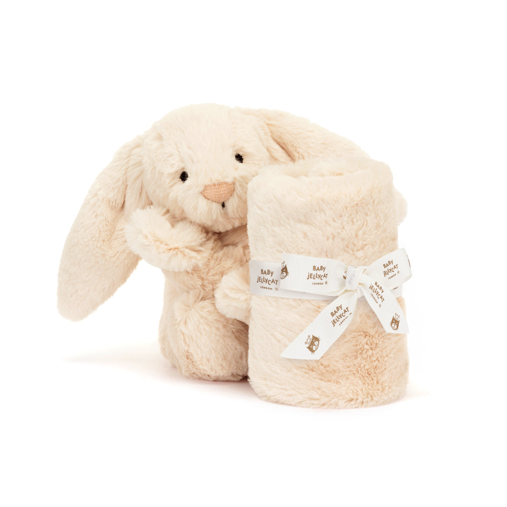 Jellycat Luxe Bunny Willow Soother showing silky silver plush fur and shimmering detail