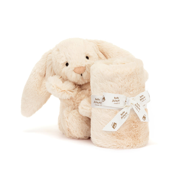 Jellycat Luxe Bunny Willow Soother showing silky silver plush fur and shimmering detail