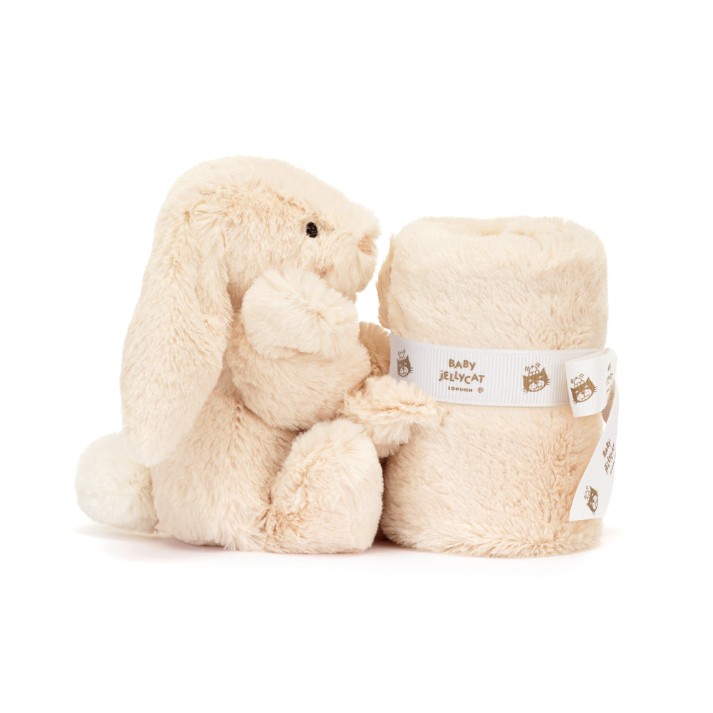 Jellycat Bashful Luxe Bunny Willow Soother soft blanket close-up showing luxe plush texture