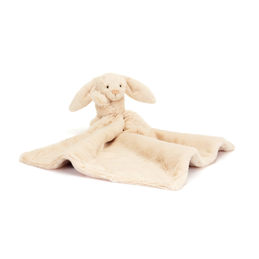 Jellycat Bashful Luxe Bunny Willow Soother side view showing bunny head detail