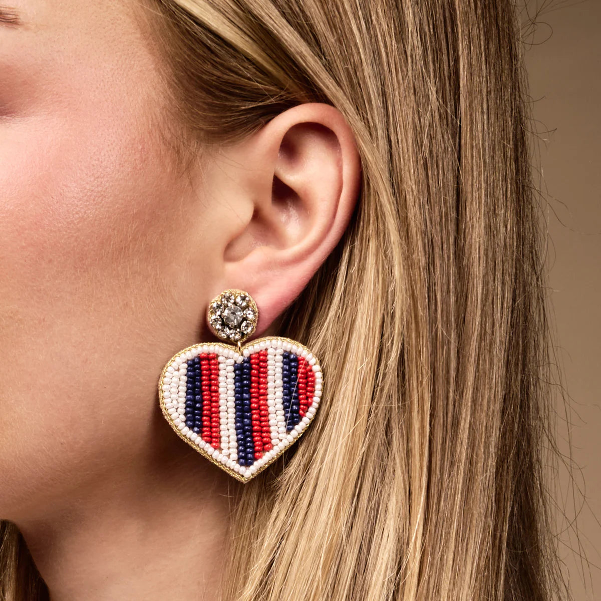 The Darling Effect Beaded Earrings - Americana Heart