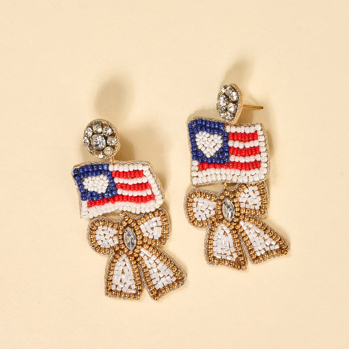 The Darling Effect Beaded Earrings - Star Spangled Bow