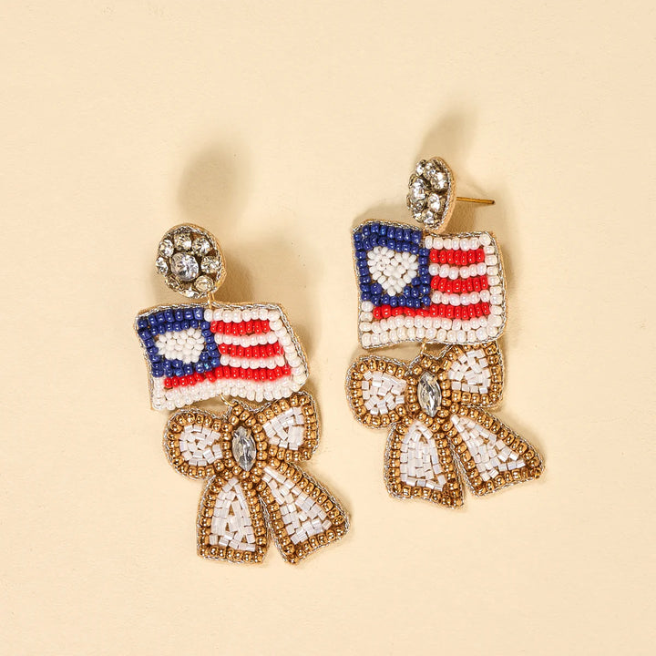The Darling Effect Beaded Earrings - Star Spangled Bow