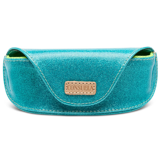Consuela Lumi Sunglass Case - Teal Tooled Leather Eyewear Protector