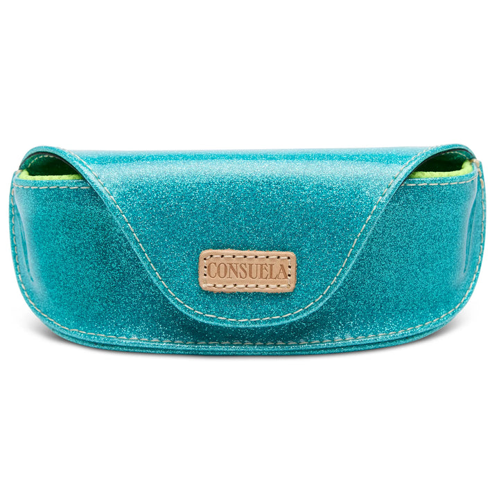 Consuela Lumi Sunglass Case - Teal Tooled Leather Eyewear Protector