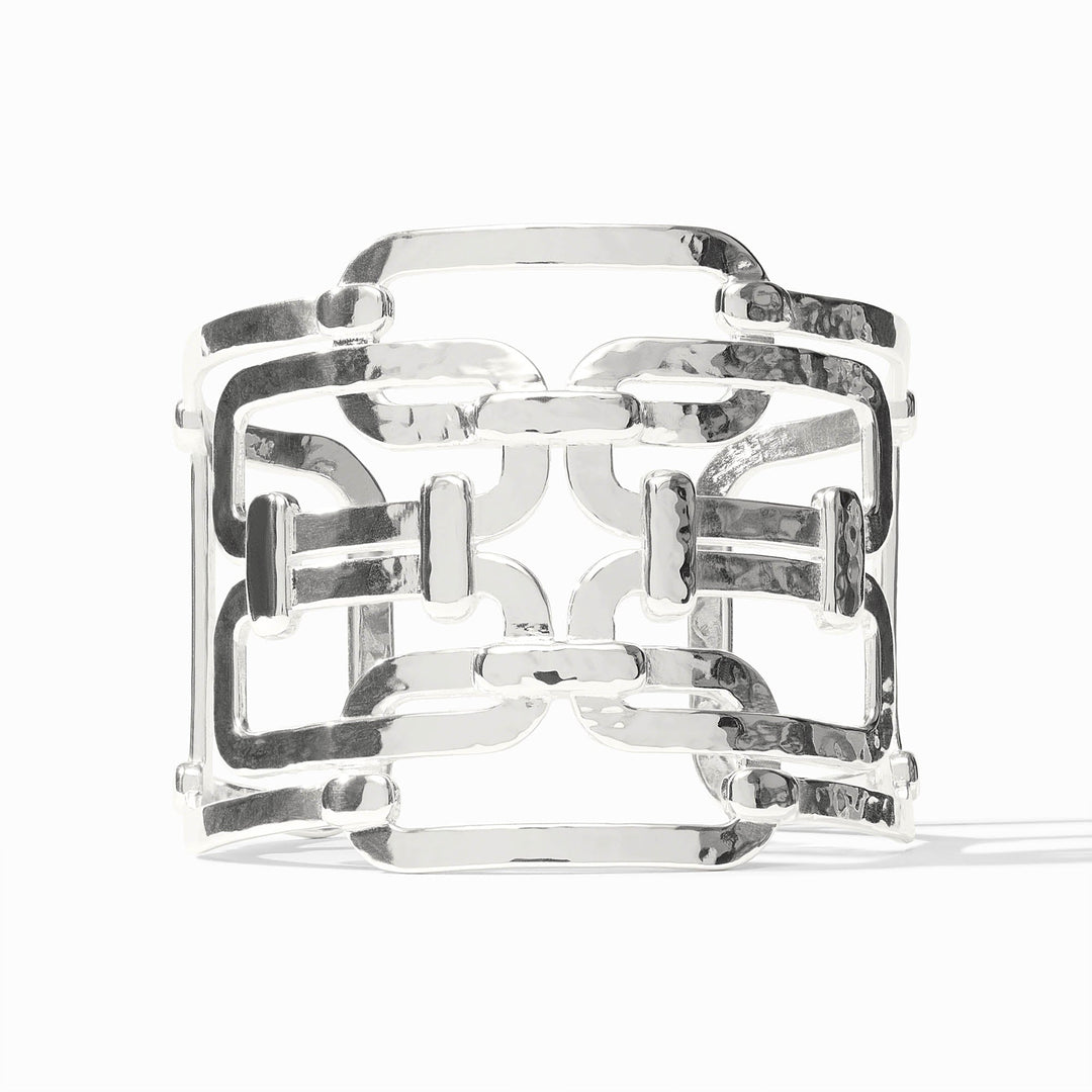 Julie Vos Sahara Statement Cuff in wide sculptural silver
