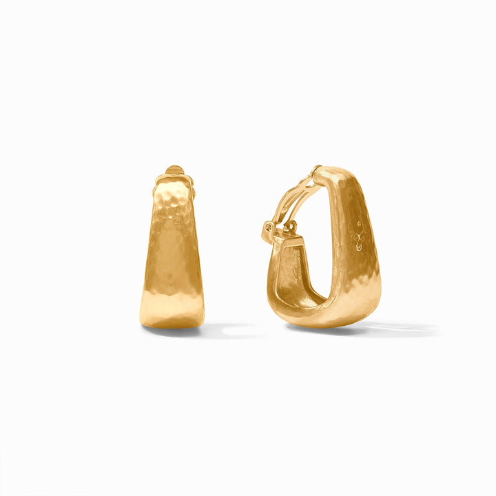 24K gold plated Julie Vos Sahara Hoop Clip-on Earrings