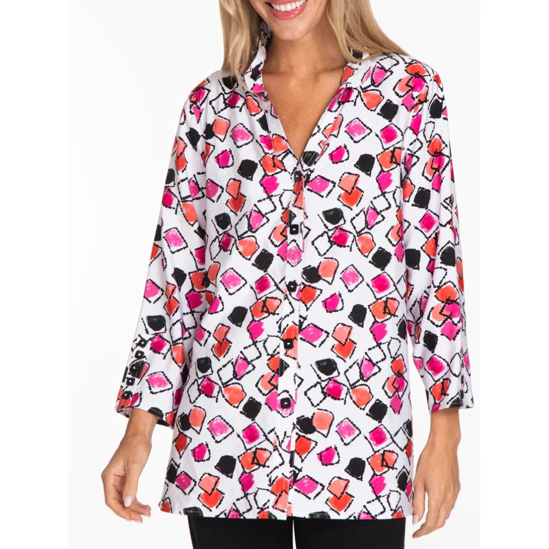 5 Button PLKT Print Crinkle Woven Shirt