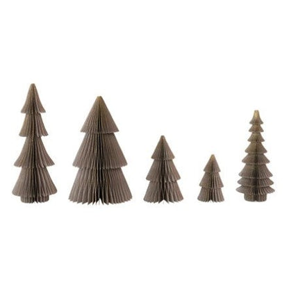 Paper Folding Honeycomb Trees w/ Gold Glitter, Set of 5