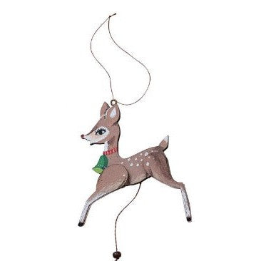 5-1/2"H MDF & Recycled Paper Deer Pull Ornament, Multi Color, 2 Styles