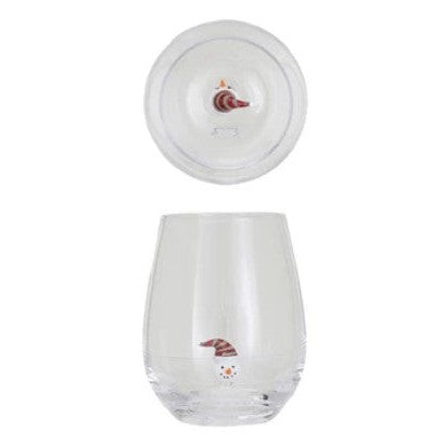 Stemless Wine Glass w/ Holiday Figure Inside, 8 Styles