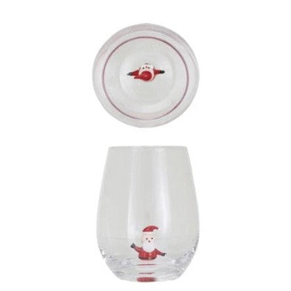 Stemless Wine Glass w/ Holiday Figure Inside, 8 Styles