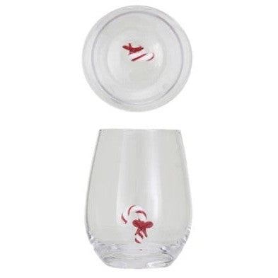 Stemless Wine Glass w/ Holiday Figure Inside, 8 Styles