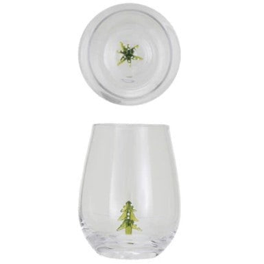 Stemless Wine Glass w/ Holiday Figure Inside, 8 Styles