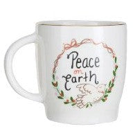 14 oz. Stoneware Mug w/ Holiday Saying & Gold Electroplated Rim, 4 Styles